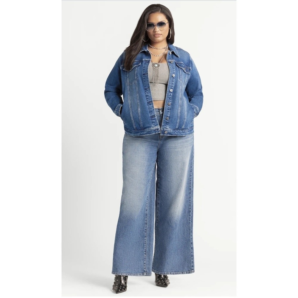 Jessica Simpson Freesia High Rise Wide Leg Jeans Medium Wash 24W Boho Minimalist